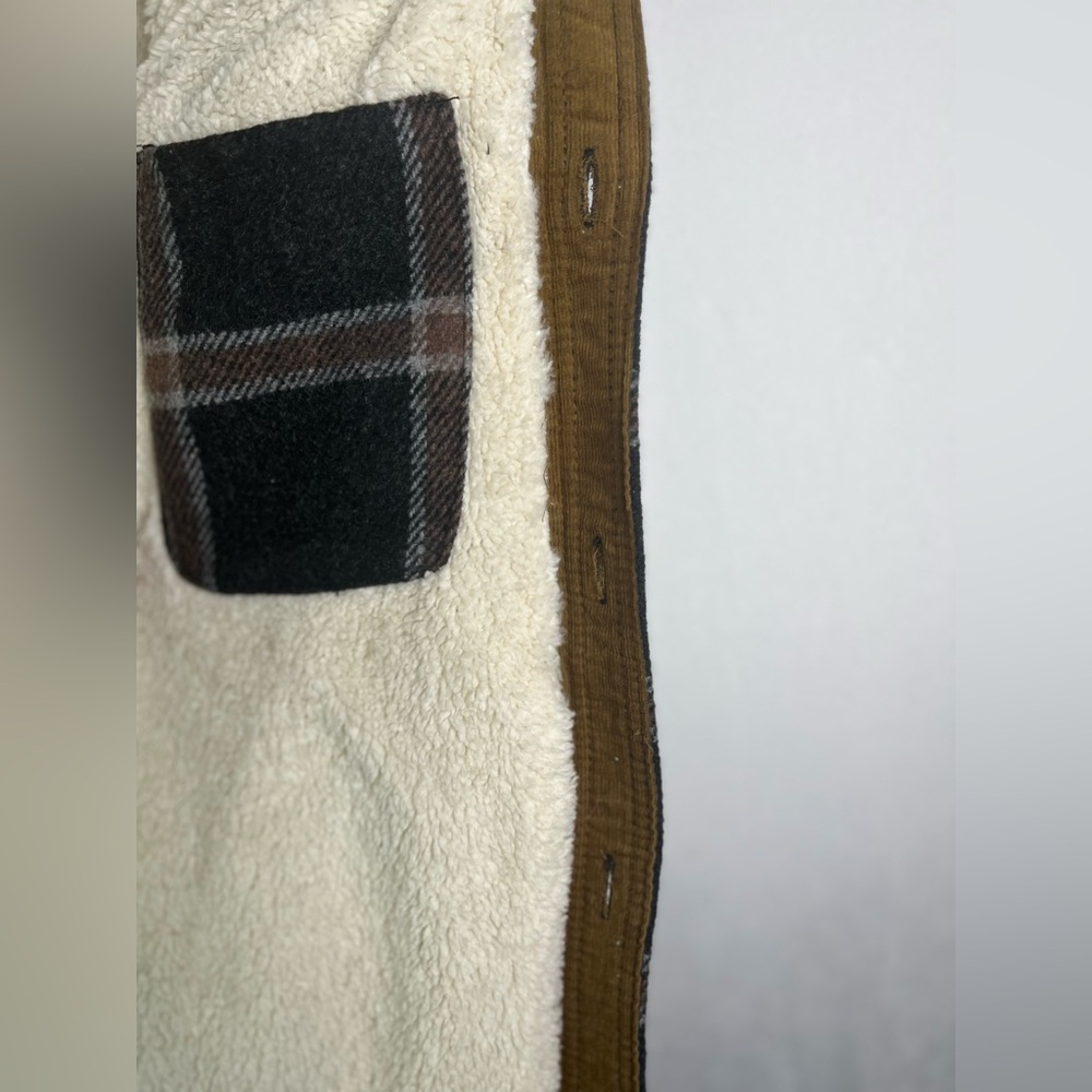 JACHS NEW XXL Sherpa Lined Wool Blend Plaid Shacket Jacket Brown/Gray - Picture 6 of 10